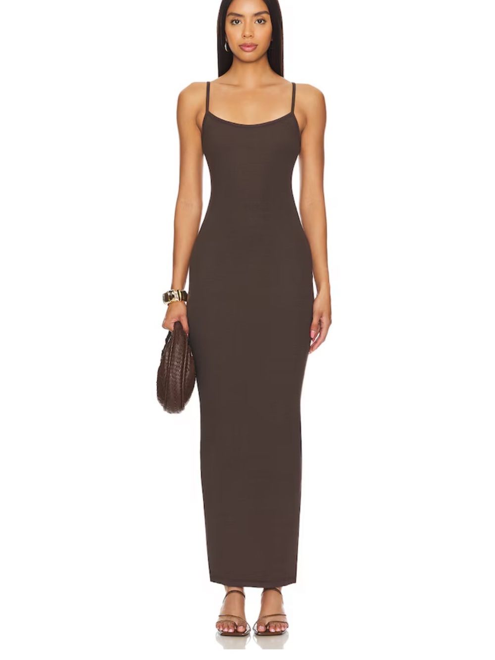 REVOLVE Brown Slim Slip Maxi Dress